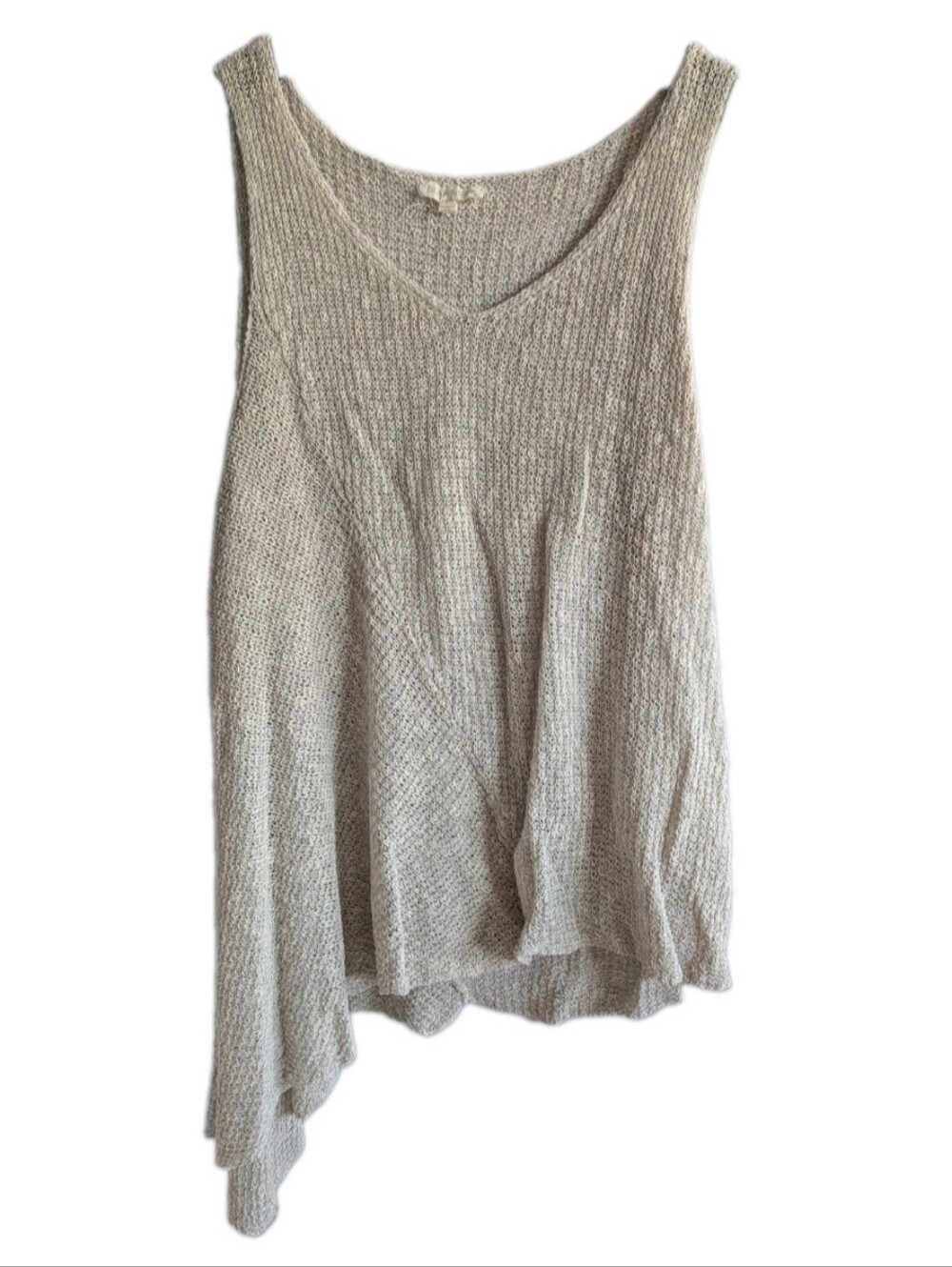 Eileen Fisher Sleeveless Knit top Asymmetrical Linen Blend Top women size large